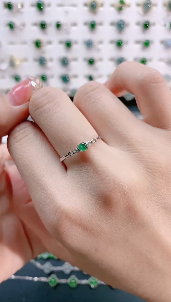 【闪购商品】翡翠戒指银S925镶嵌天然翡翠