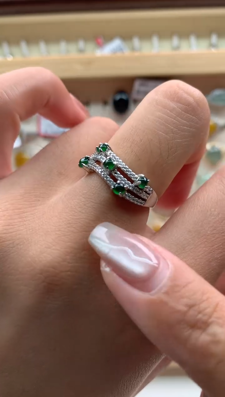 翡翠银S925镶嵌吊坠(不含链)戒指