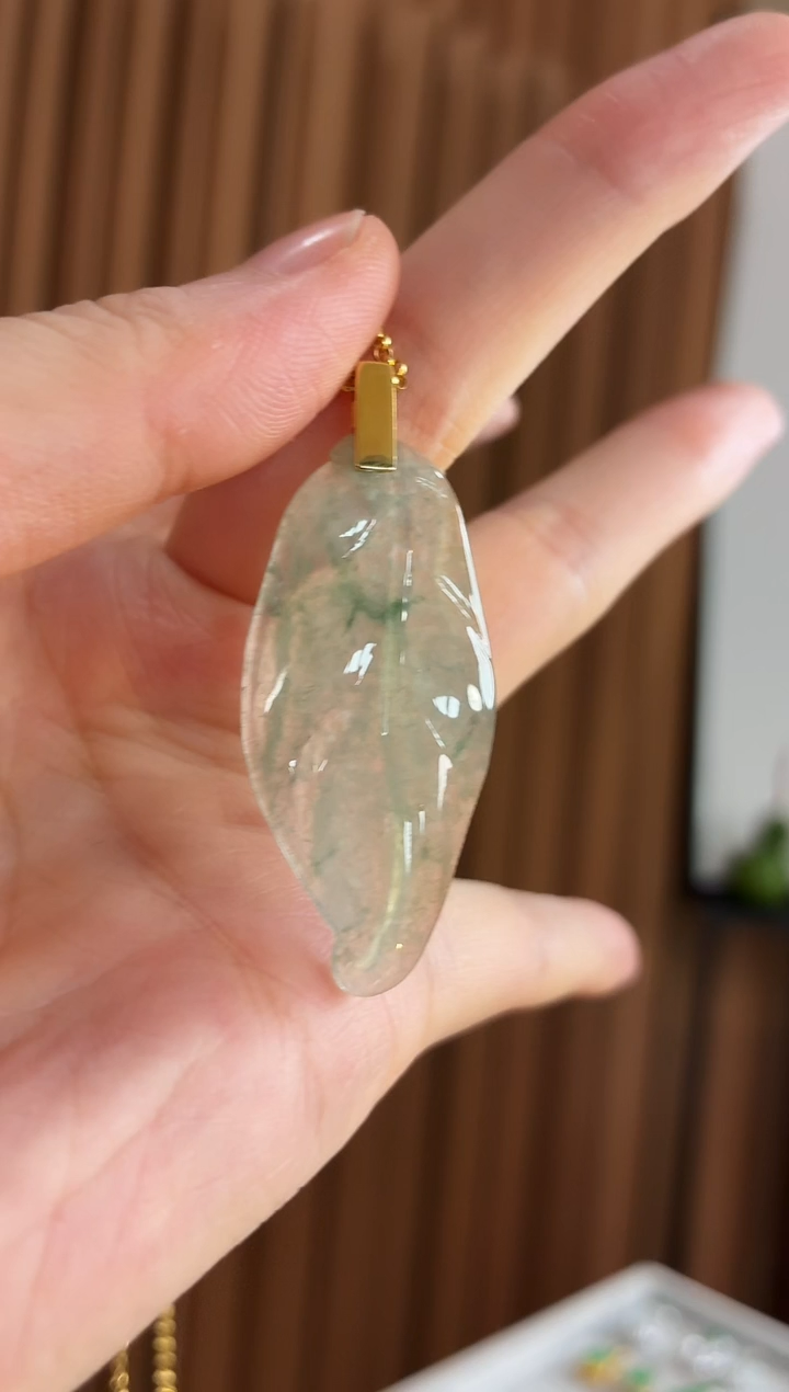 吊坠(不含链)18K金镶嵌翡翠吊坠