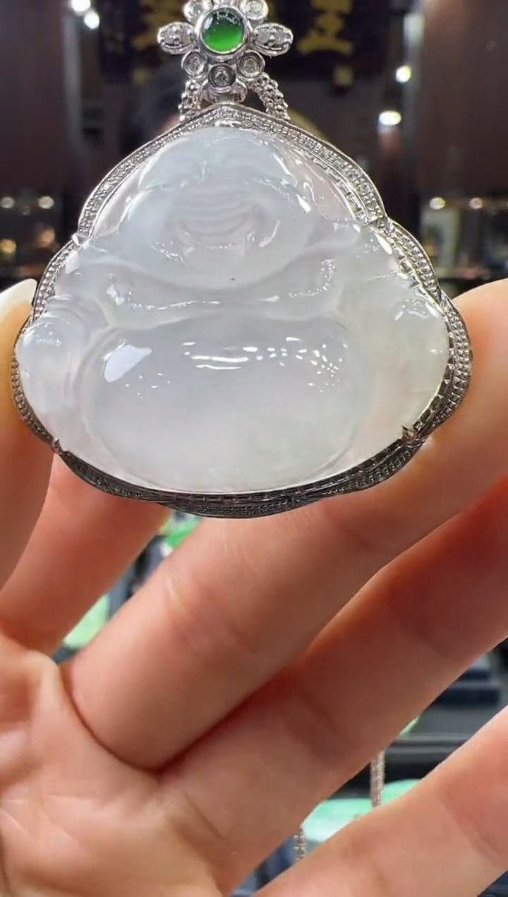 【闪购商品】翡翠挂件18K金镶嵌佛公不含链