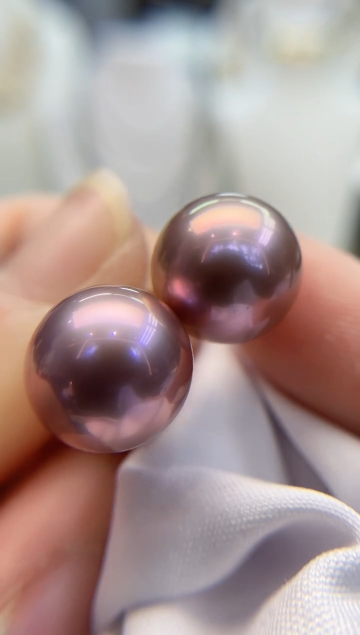 【闪购商品】淡水珍珠耳饰18K金镶嵌淡水耳钉13-14