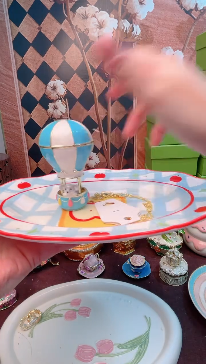 锌合金珐琅彩首饰盒摆件默认微瑕不退不换～