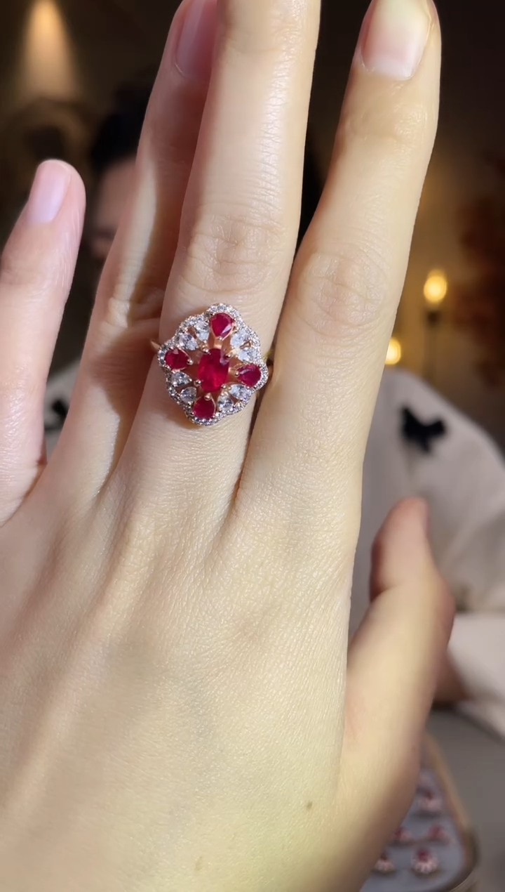 银S925镶嵌手饰红宝石手饰