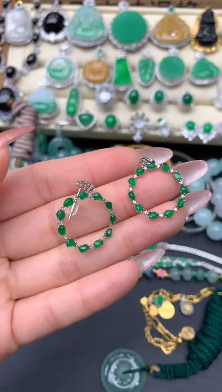 【闪购商品】翡翠耳饰18K金镶嵌193-中国好珍宝