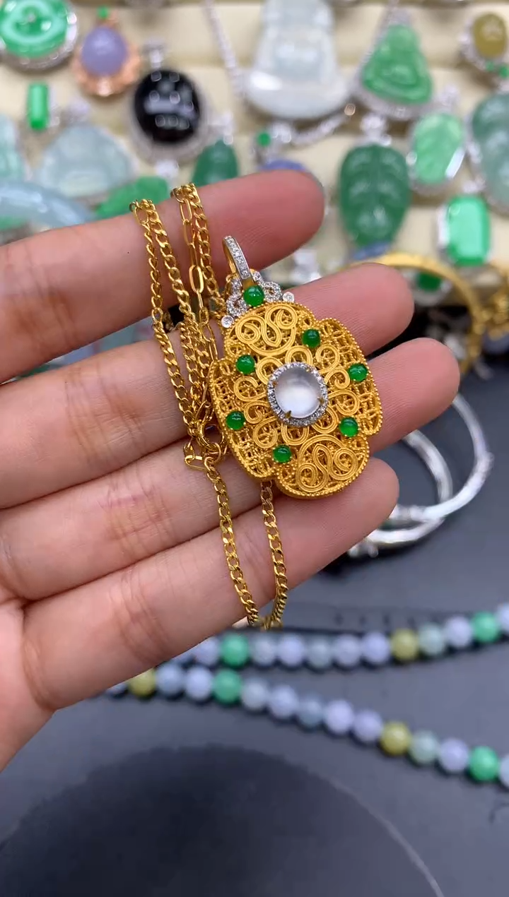 【闪购商品】翡翠颈饰18K金镶嵌448-中国好珍宝