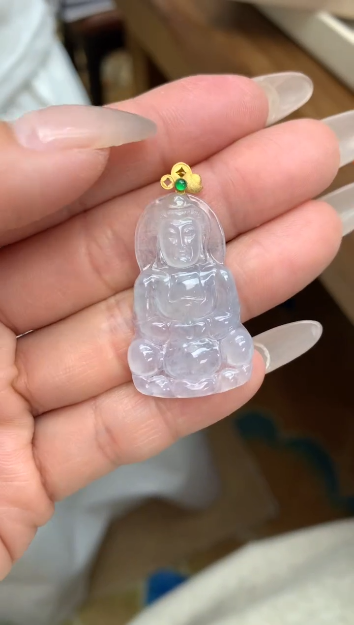 【闪购商品】翡翠颈饰18K金镶嵌观音