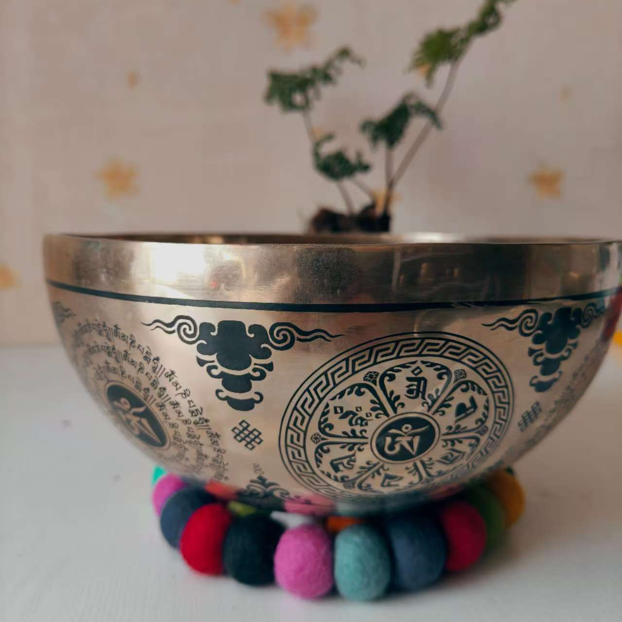 尼泊尔手工颂钵唐卡彩绘颂钵