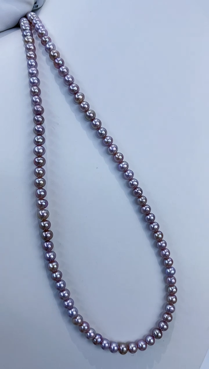 项链未镶嵌淡水珍珠Y淡水无核项链 星空紫