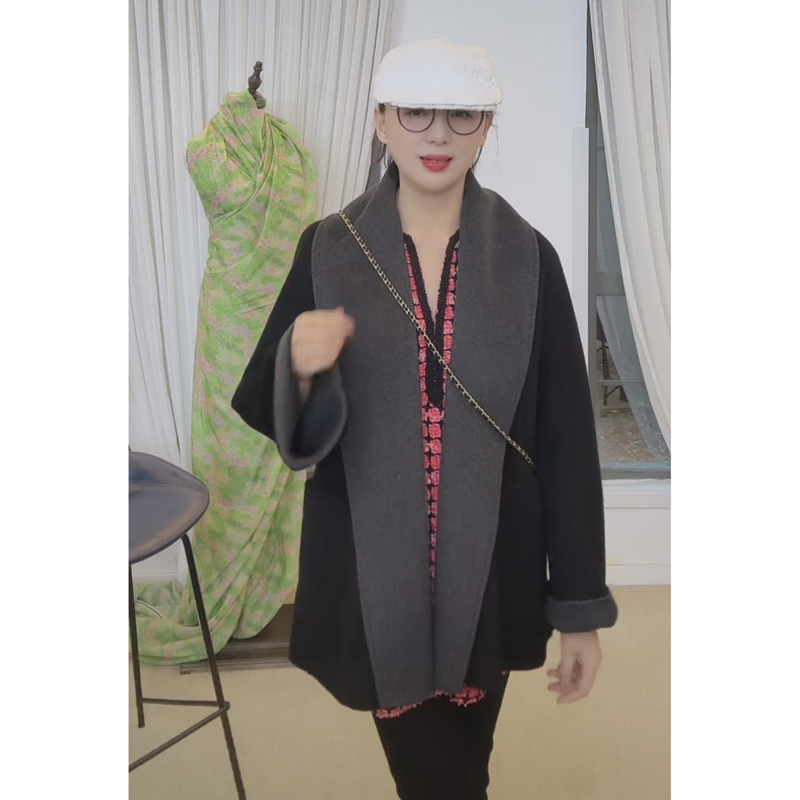 【青羽高定系列】时尚撞色双面呢羊绒大衣外套