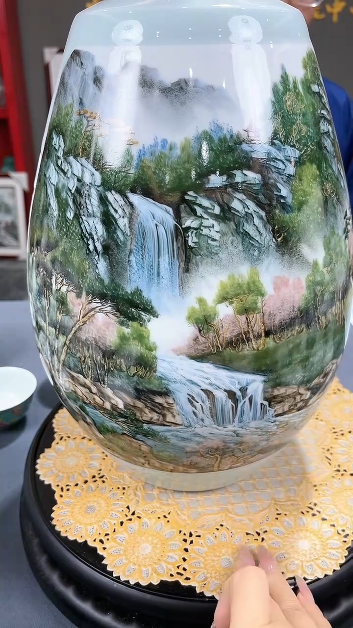 【闪购商品】官窑瓷画院308官窑瓷画院山水赏瓶