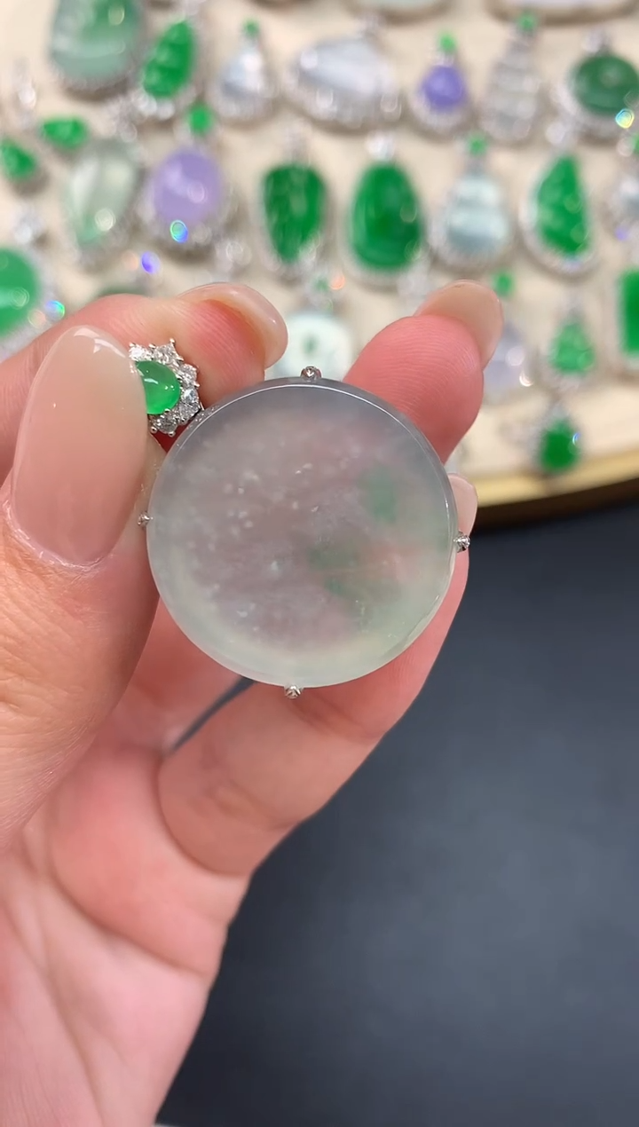 【闪购商品】翡翠吊坠(不含链)18K金镶嵌A112|19800