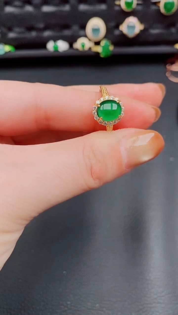 【闪购商品】翡翠戒指银S925镶嵌天然a货翡翠379
