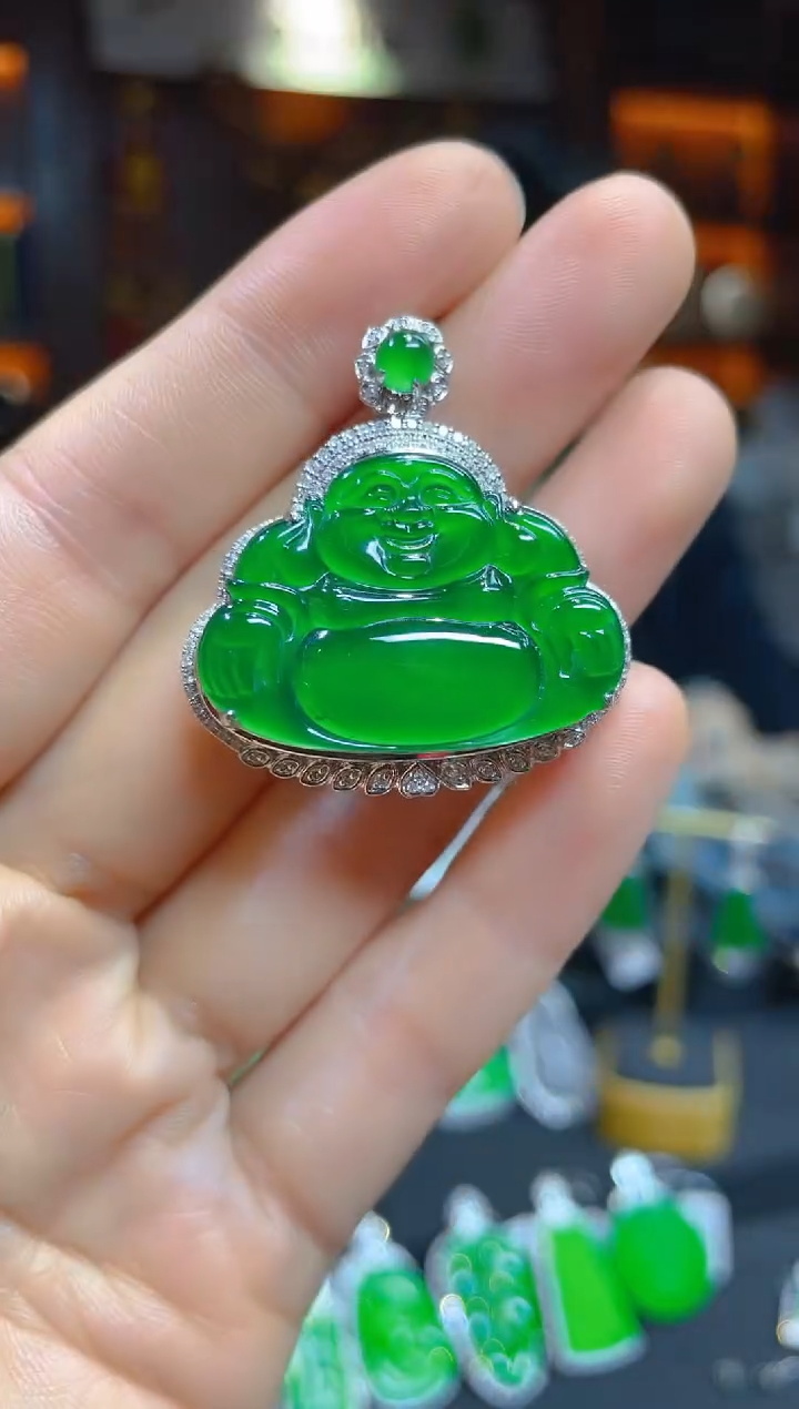 【闪购商品】翡翠颈饰18K金镶嵌119254天然A货翡翠佛公