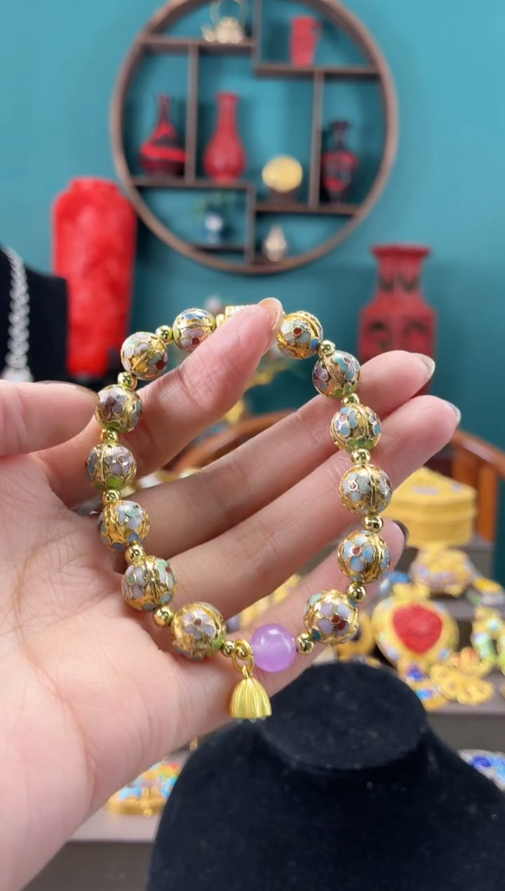 景泰蓝金地瓜楞手串1.0