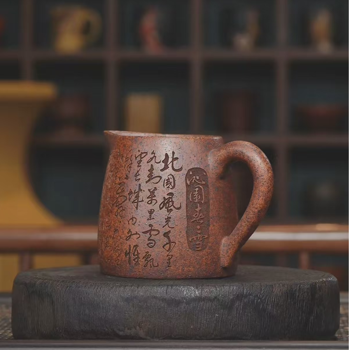 手工公道 | 沁园春雪 桃花泥柴烧直筒竹节公道杯 分茶器