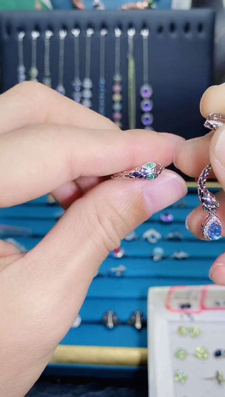 【闪购商品】海蓝宝石戒圈银S925镶嵌1121