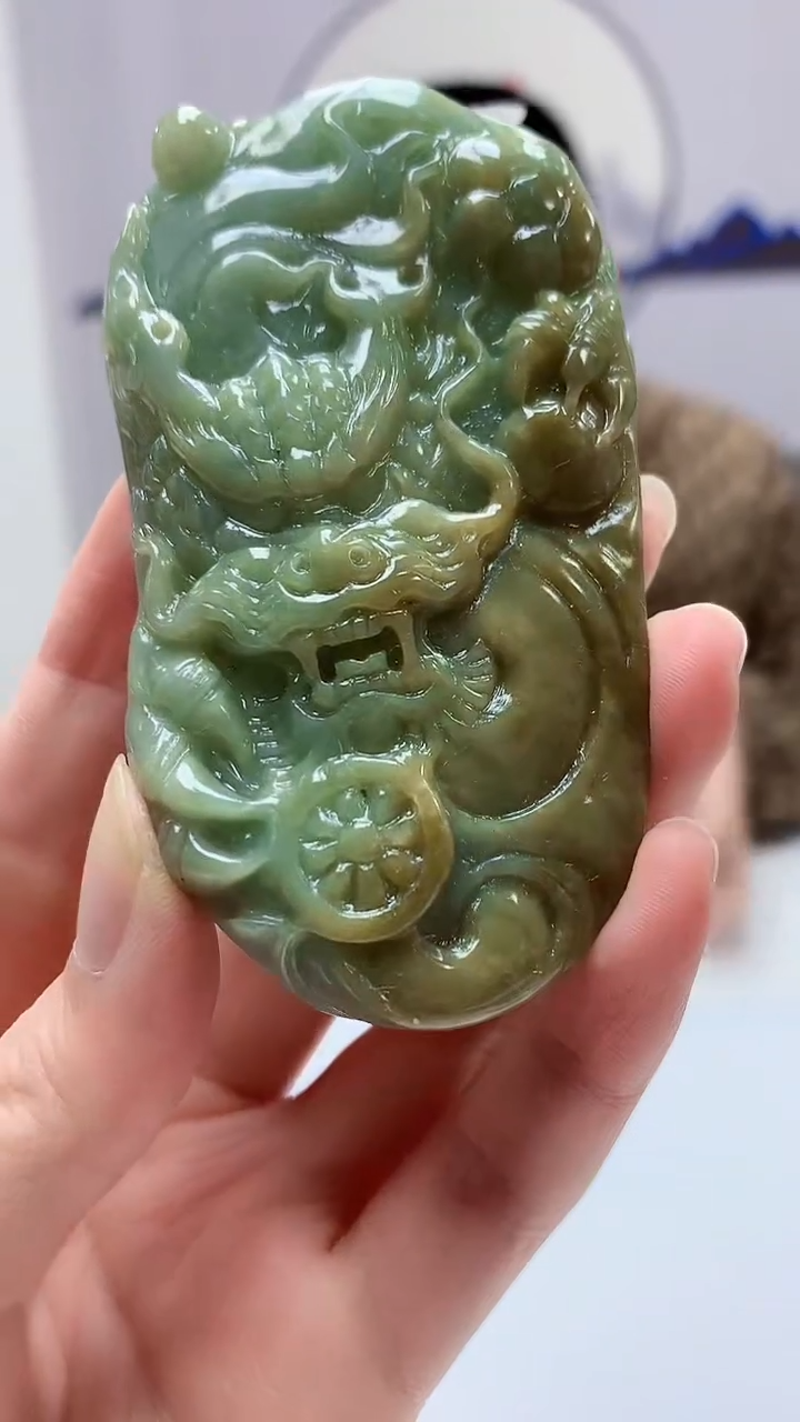 【闪购商品】定制翡翠未镶嵌4812zm-毛货挂件龙牌72