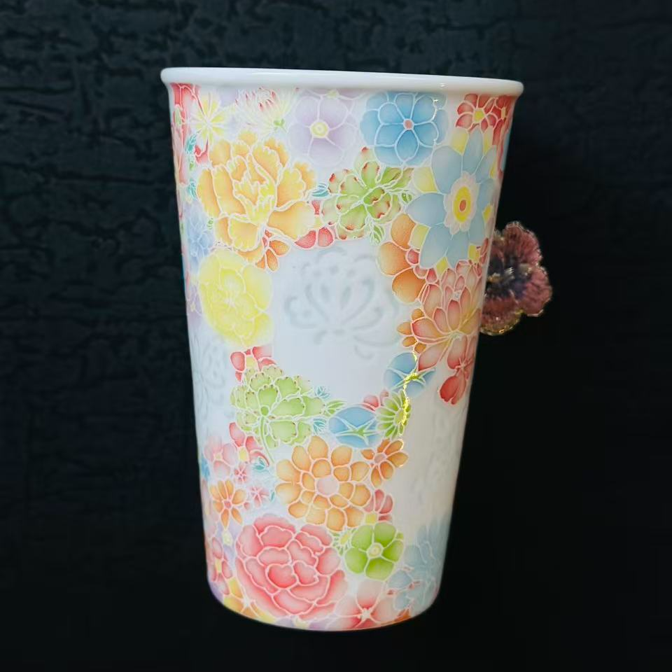 法华彩万花蝴蝶水杯可乐杯