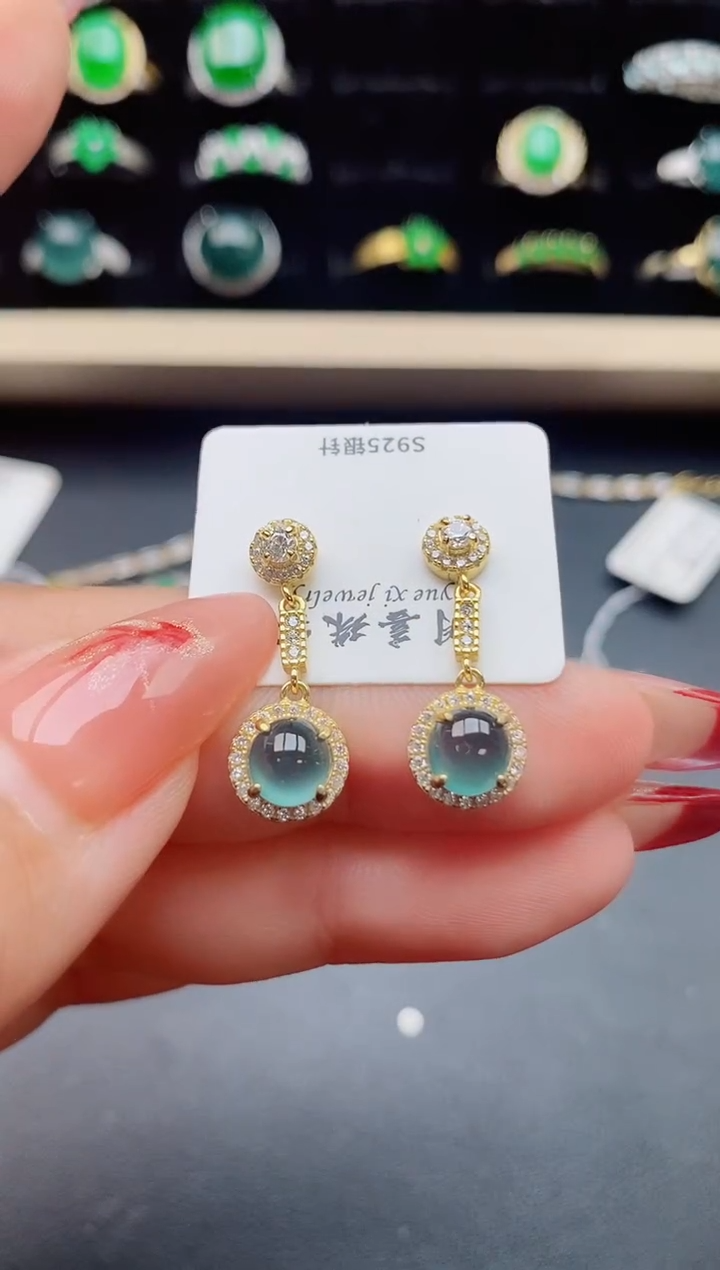 【闪购商品】翡翠耳饰银S925镶嵌32312