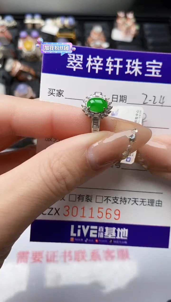 【闪购商品】翡翠戒指银S925镶嵌/1569