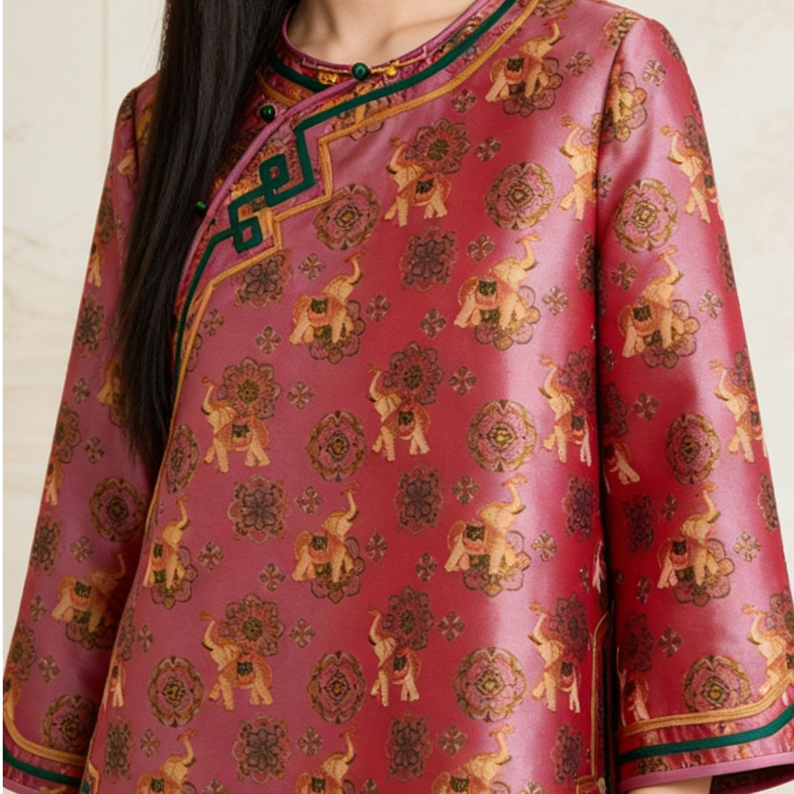 JINSILUO【象阳而生】新中式国风非遗蜀锦女装气质网红上衣斜襟提花