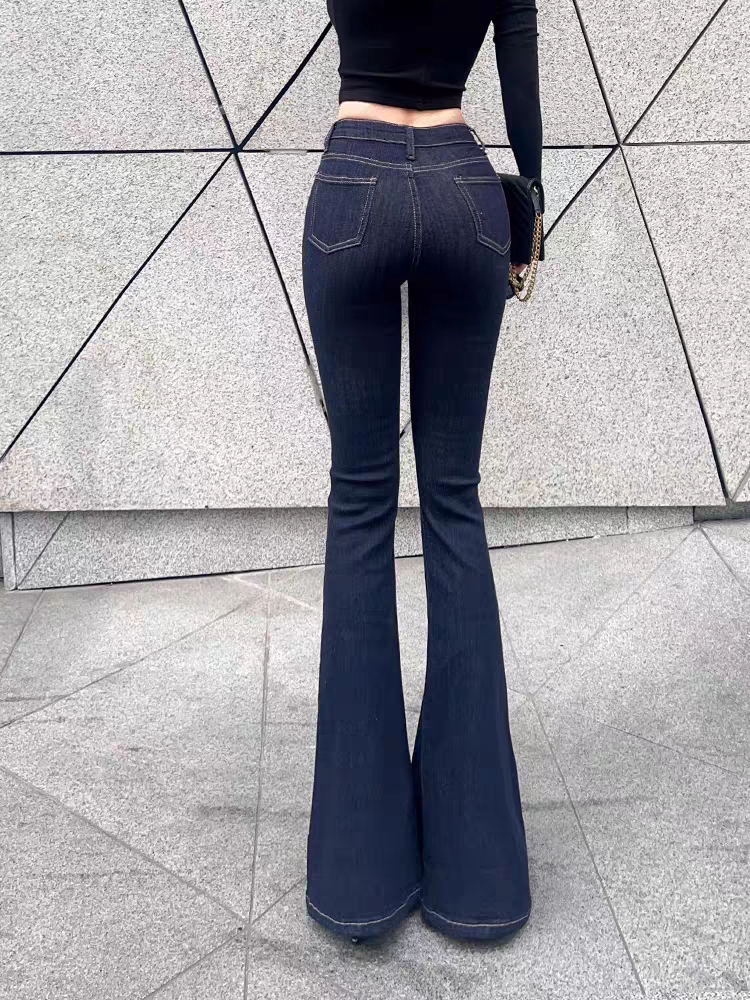 时尚百搭喇叭裤休闲高腰牛仔裤韩版加绒裤子长裤女冬季秋冬