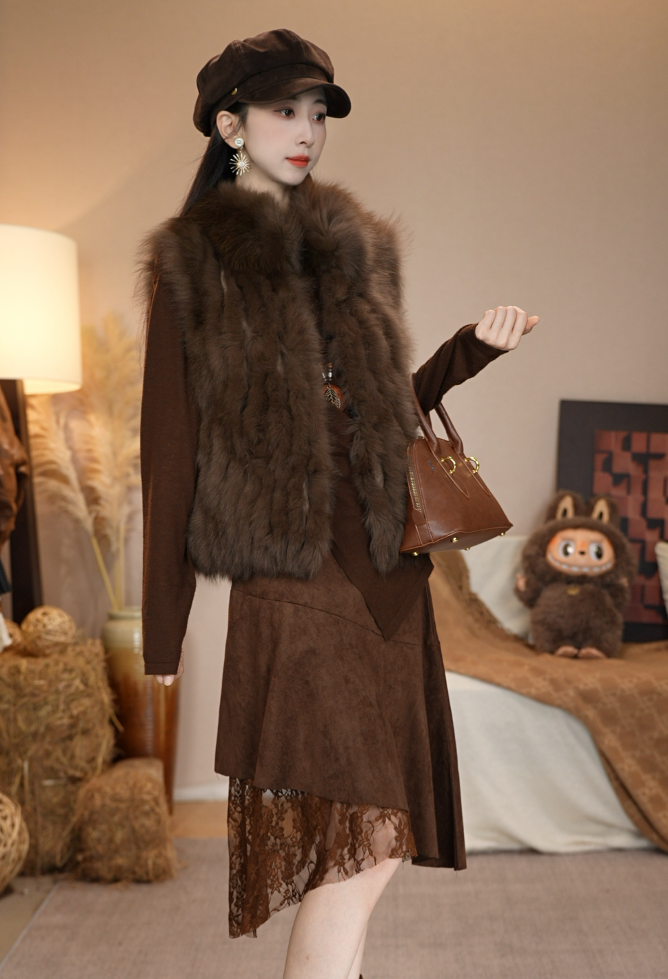 唐乐乐｜25new冬季新款时尚贵气针织无袖背心毛衣短款外套 BF2078