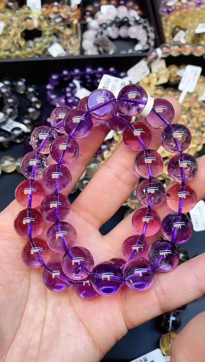 【闪购商品】水晶手串未镶嵌A63 紫水晶 14mm 多样性发其一
