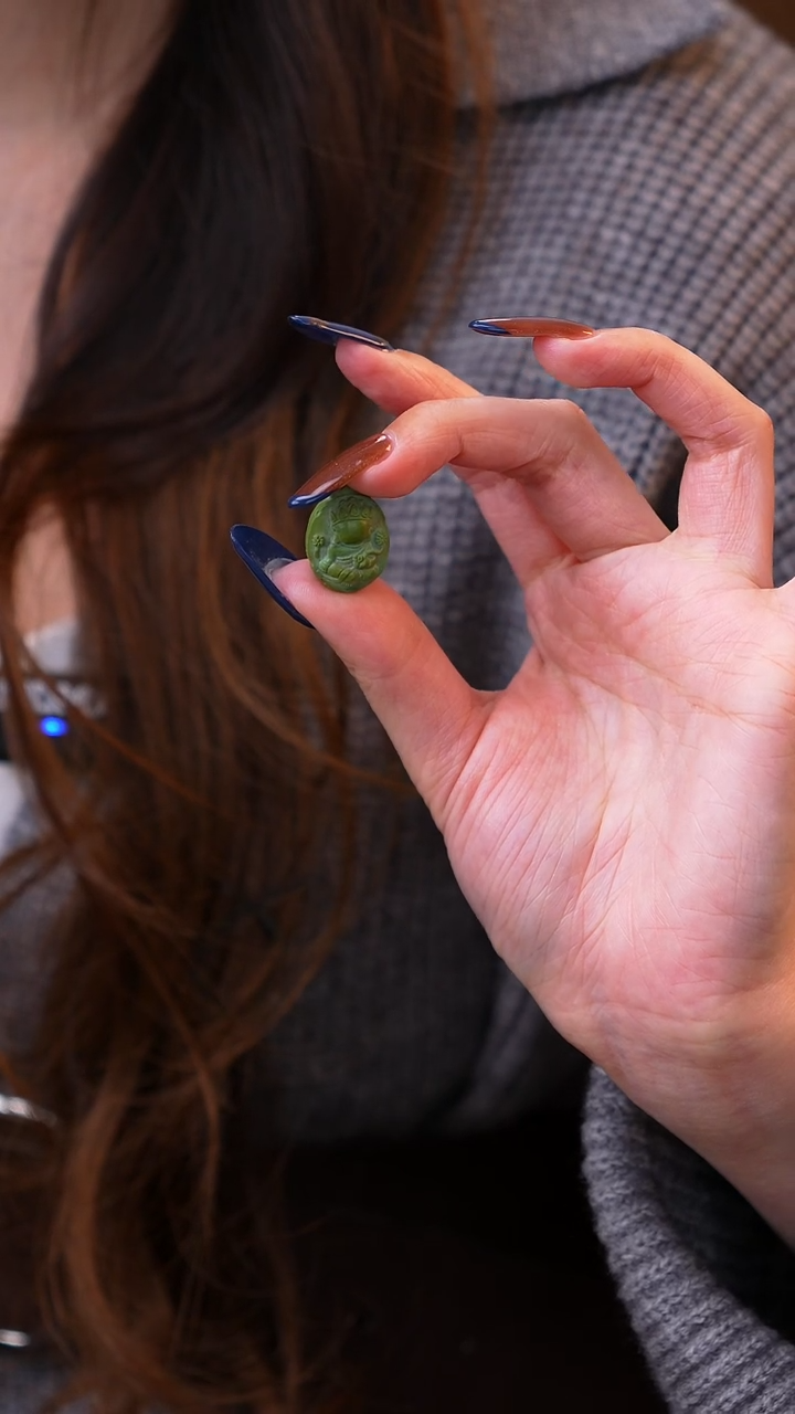 未镶嵌绿松石设计水波纹油绿度母