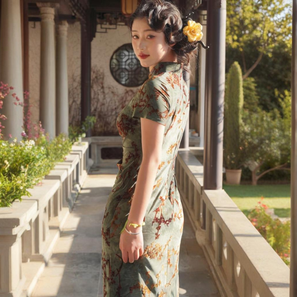 俏娘鱼2025年春季新款墨绿复古风短袖旗袍改良新中式老上海日常穿