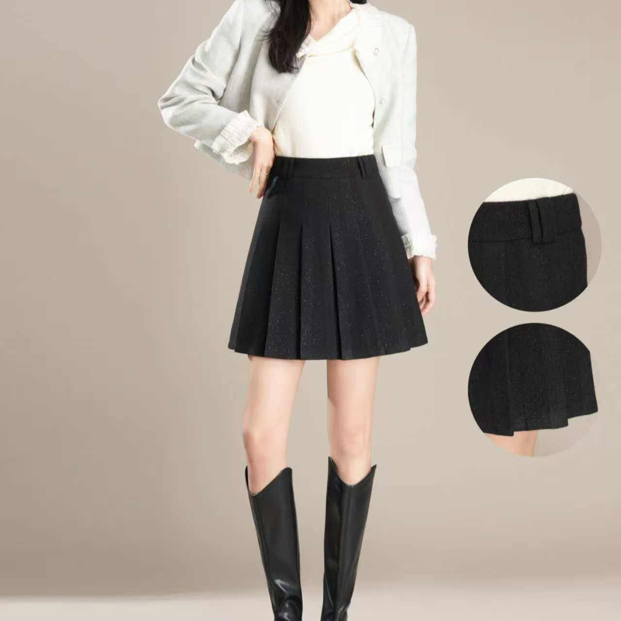 【锦衣服饰】HP 1619韩系减龄百褶高腰半身短裙