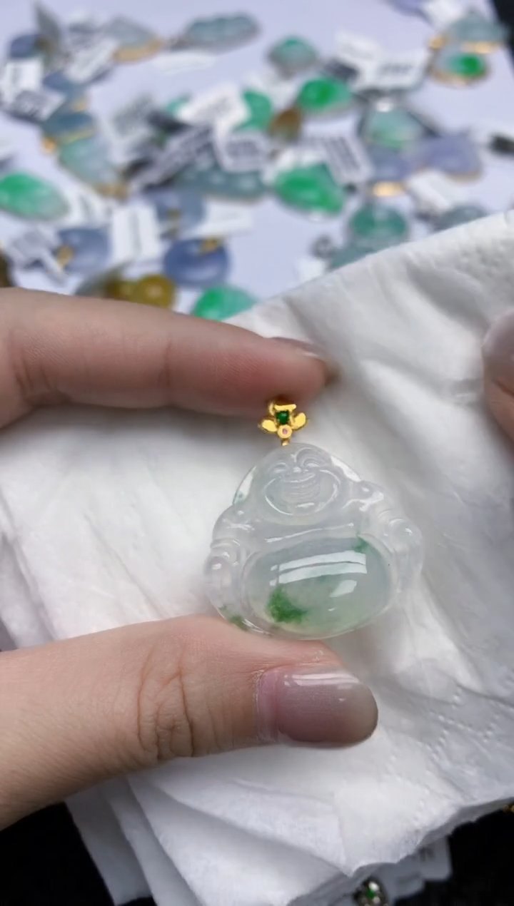 【闪购商品】翡翠颈饰18K金镶嵌天然翡翠A货