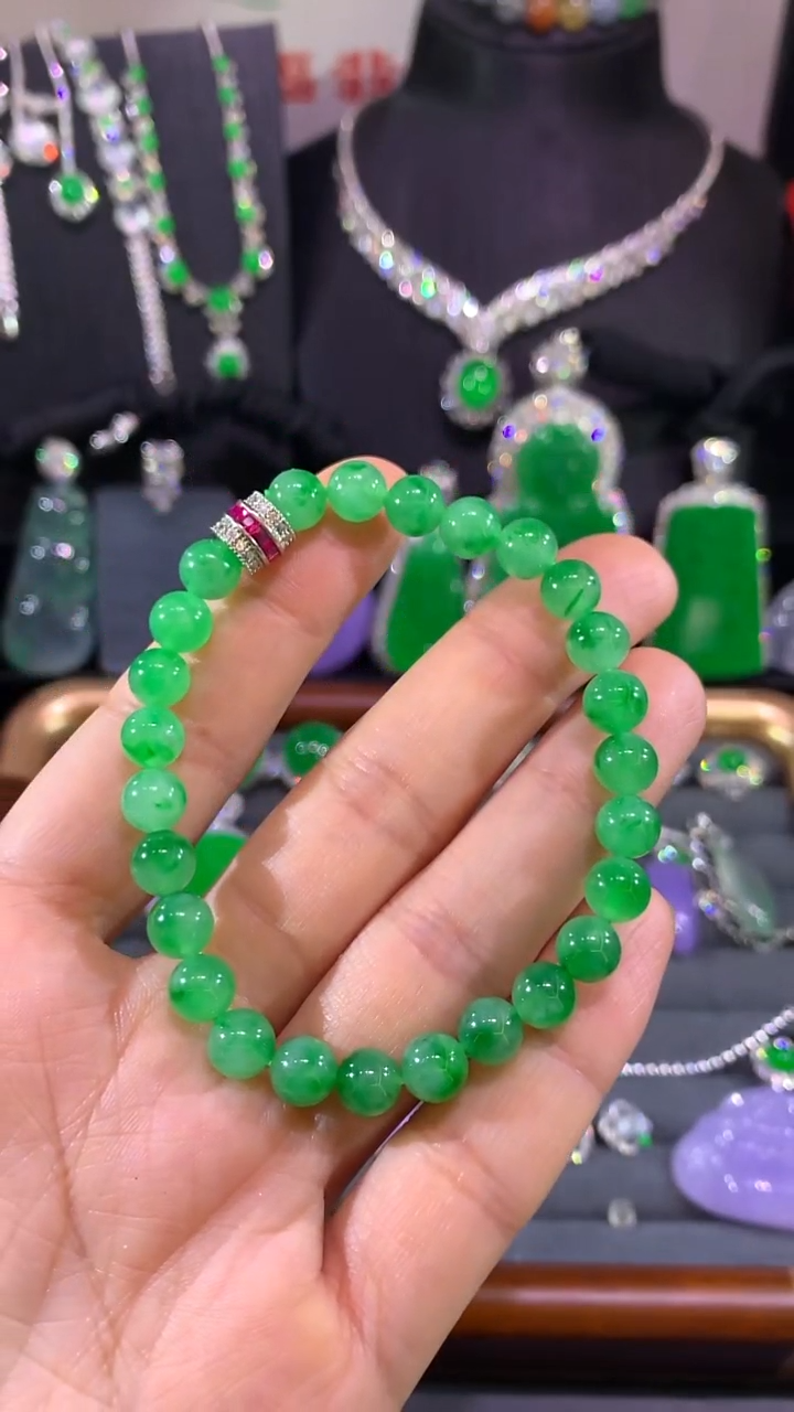 18K金镶嵌手链翡翠手串