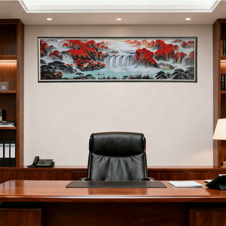 画客厅沙发办公室背景画 TE水晶面板  钢琴烤漆边框 手工钉卯装裱