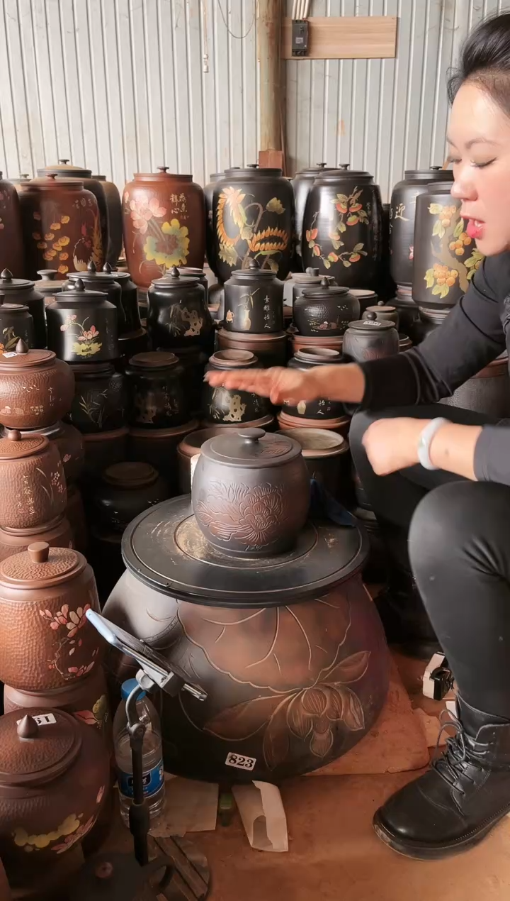 【闪购商品】壶完品 茶叶罐 腰鼓 牡丹花    