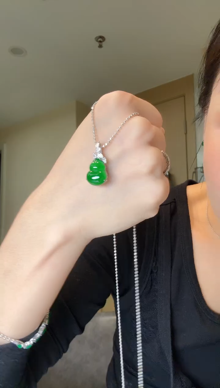 翡翠银S925镶嵌吊坠(不含链)天然翡翠吊坠1