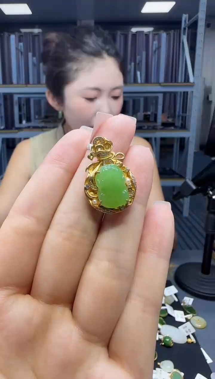 和田玉银S925镶嵌挂件1