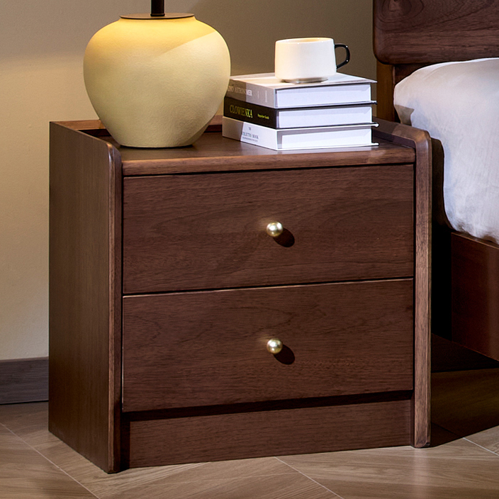 北美黑胡桃意式多功能床头柜边柜大容量木质家用轻奢