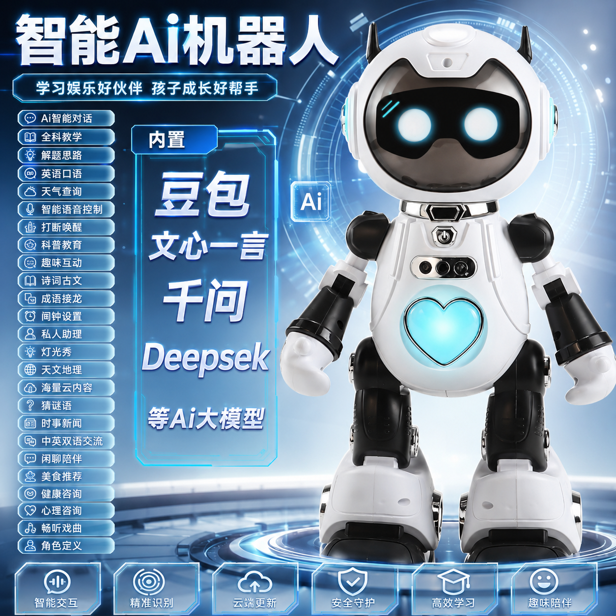 智能AI机器人儿童玩具蓝牙音响智能对话教课题生日六一礼物 图片 1