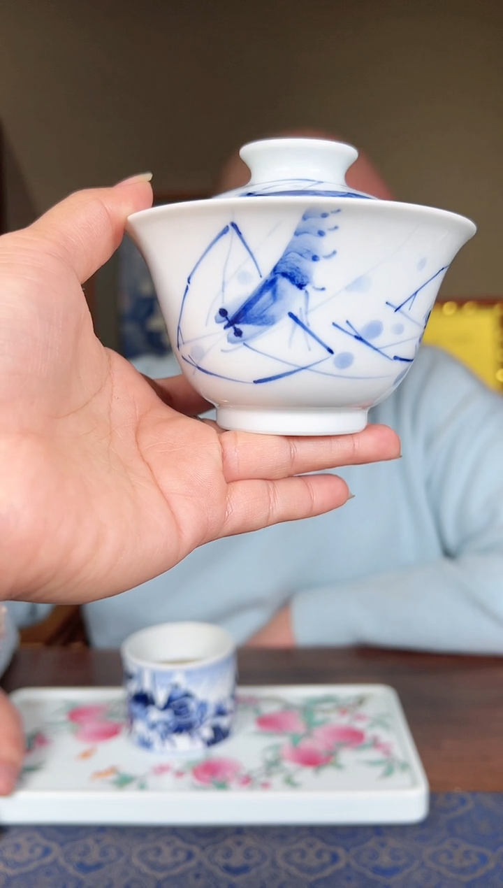 【闪购商品】墨舍柴窑写意虾趣盖碗