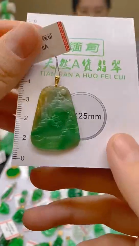 【闪购商品】翡翠颈饰18K金镶嵌天然翡翠A货，一物一证