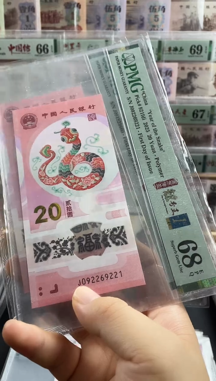 塑料蛇钞首日标68分朦胧满号