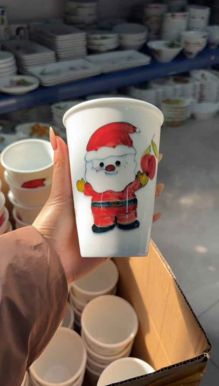 瓷片景德镇高温陶瓷食品级手绘釉中彩-可乐杯