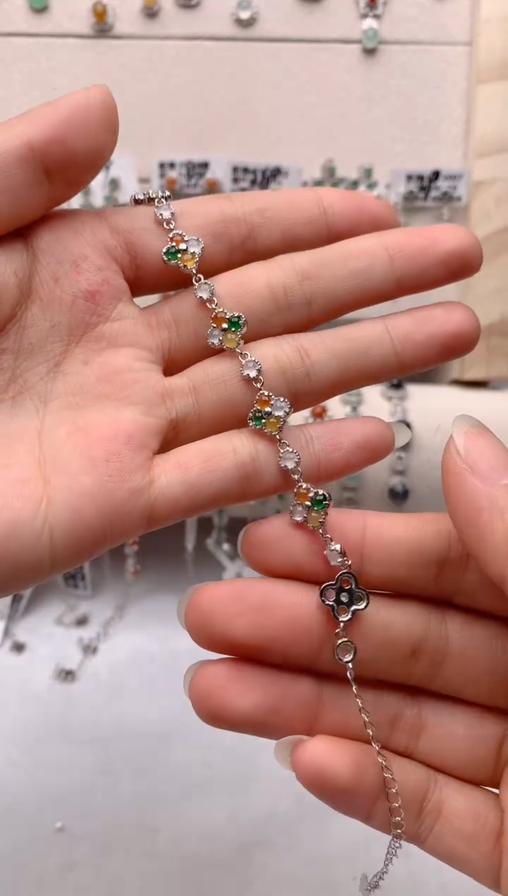 【闪购商品】翡翠手链银S925镶嵌1号