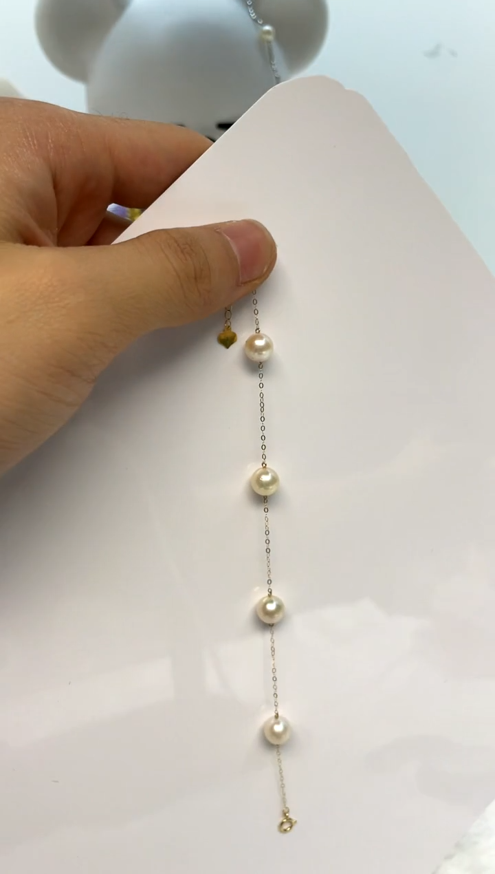 18K金镶嵌手绳海水珍珠7-8
