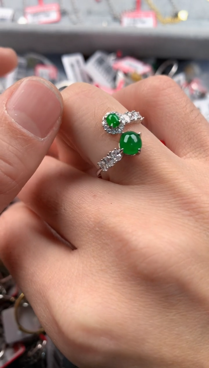 银S925镶嵌戒指翡翠222    4