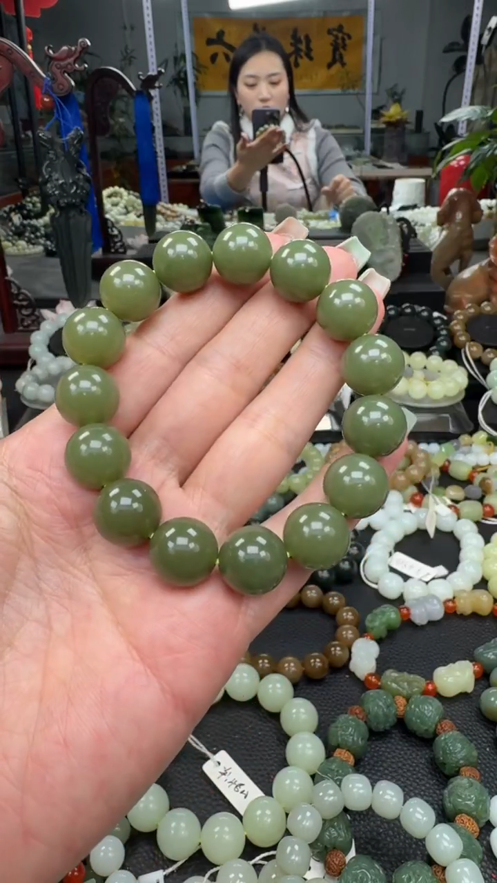 未镶嵌手串和田玉新疆若羌青黄口卡14