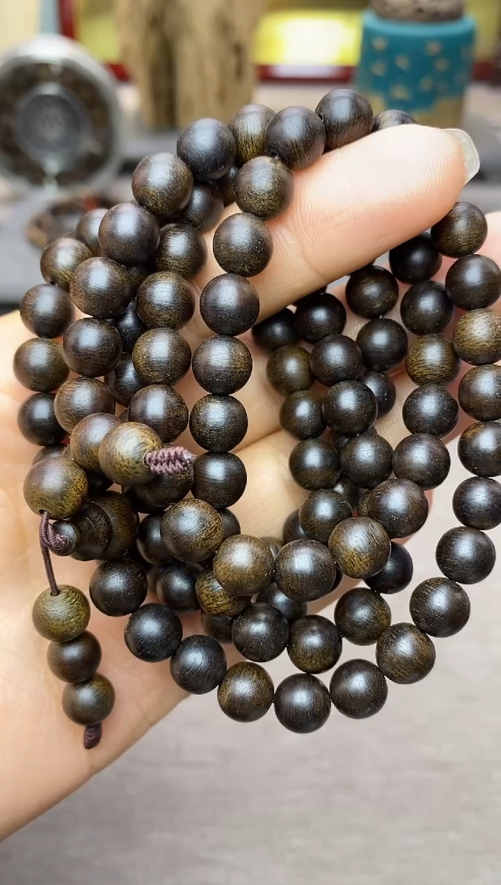 【闪购商品】沉香手串芽庄白棋玉化料08*108 沉水