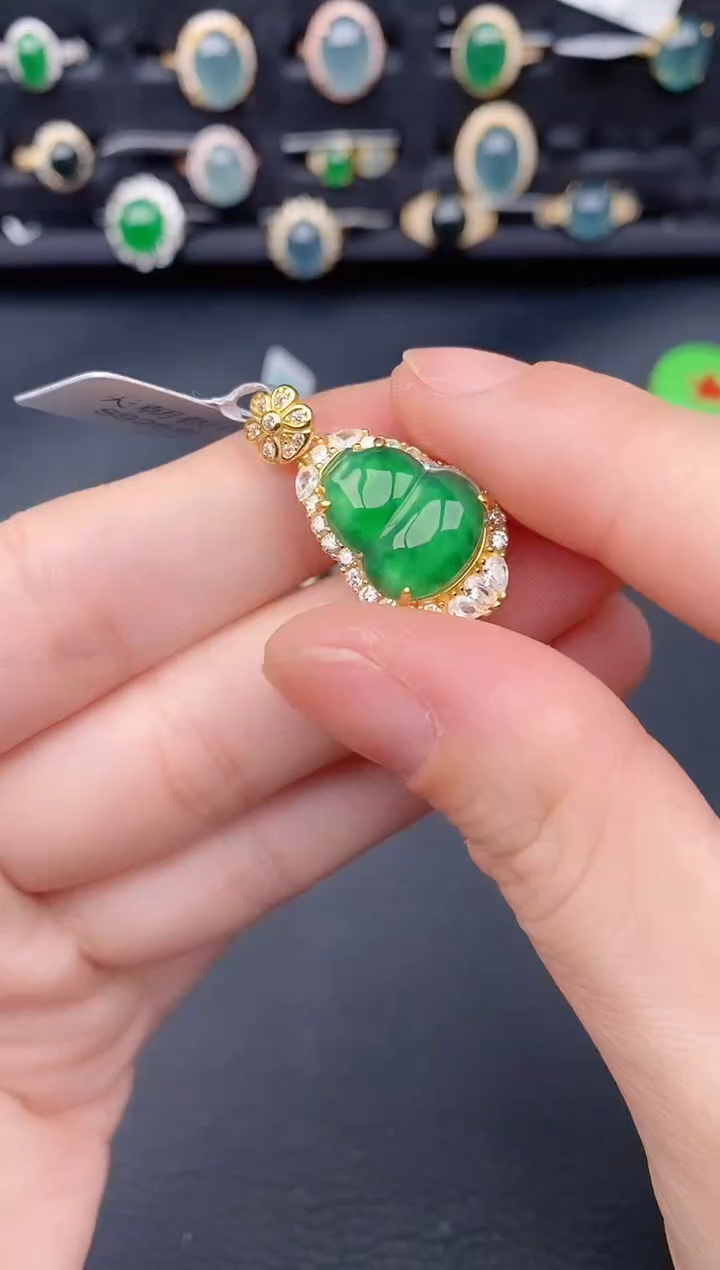 颈饰银S925镶嵌翡翠天然a货翡翠603