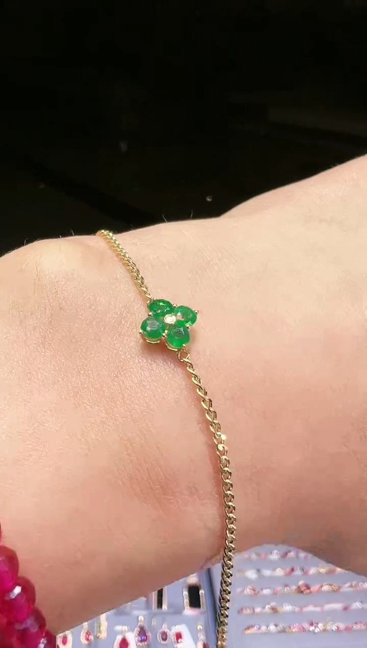 【闪购商品】祖母绿手链18K金镶嵌0126S010多样性发一